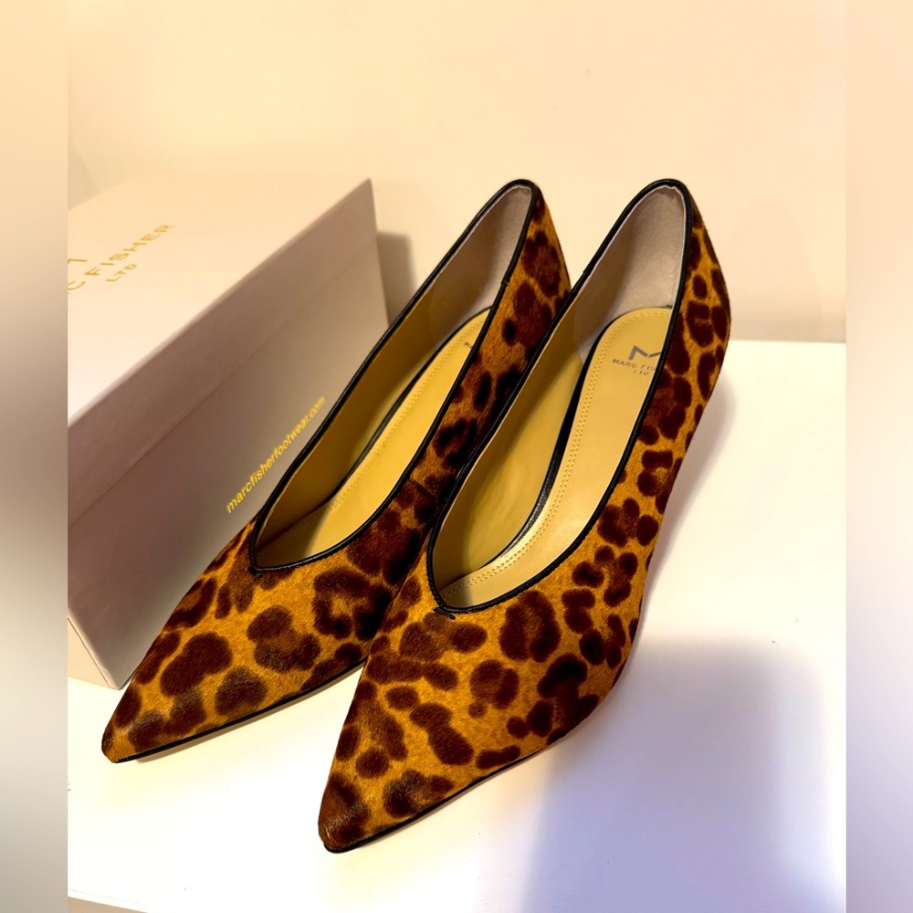 Brand New In Box Marc Fisher Leopard Pony Hair Pumps